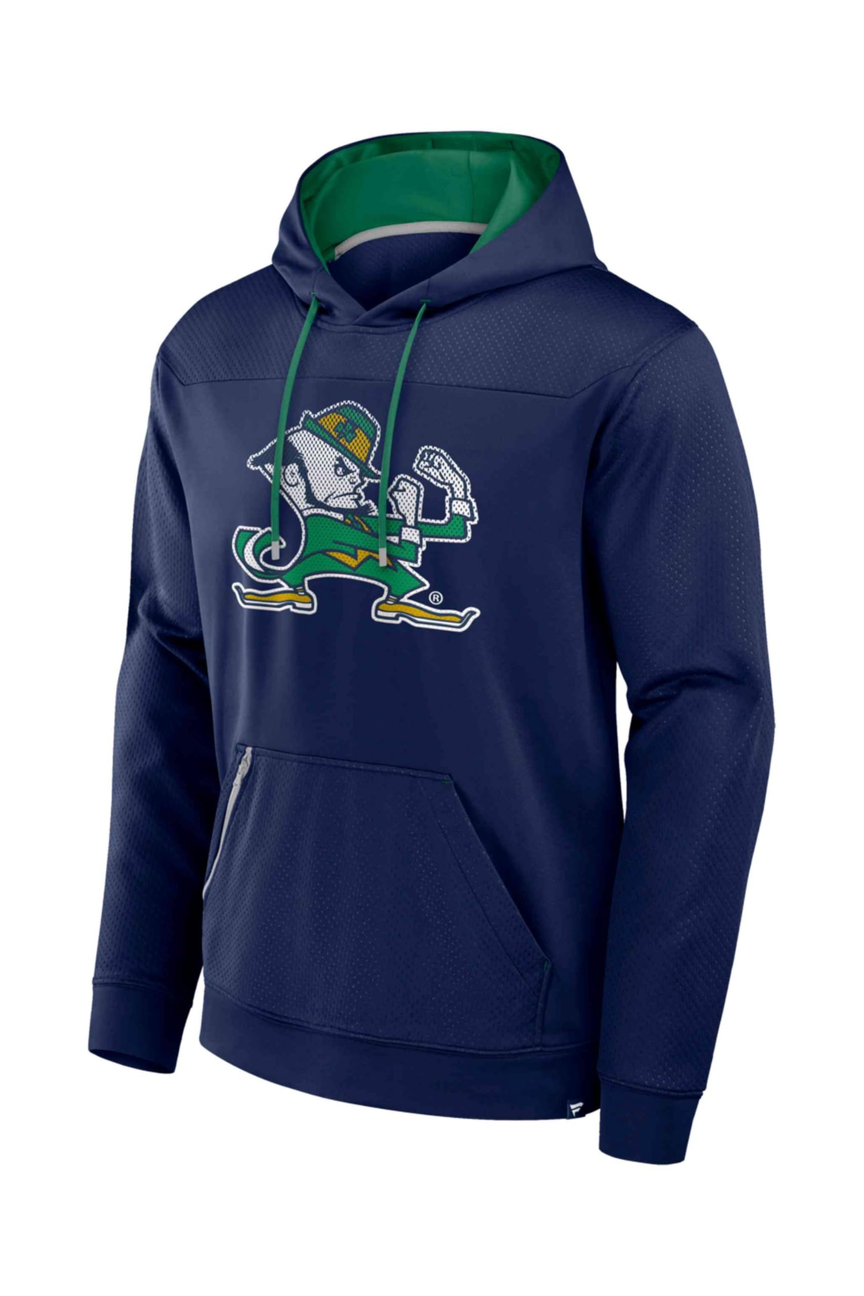 Fanatics Men's Blue - Ncaa Notre Dame Fighting Irish Defender Hoodie, M