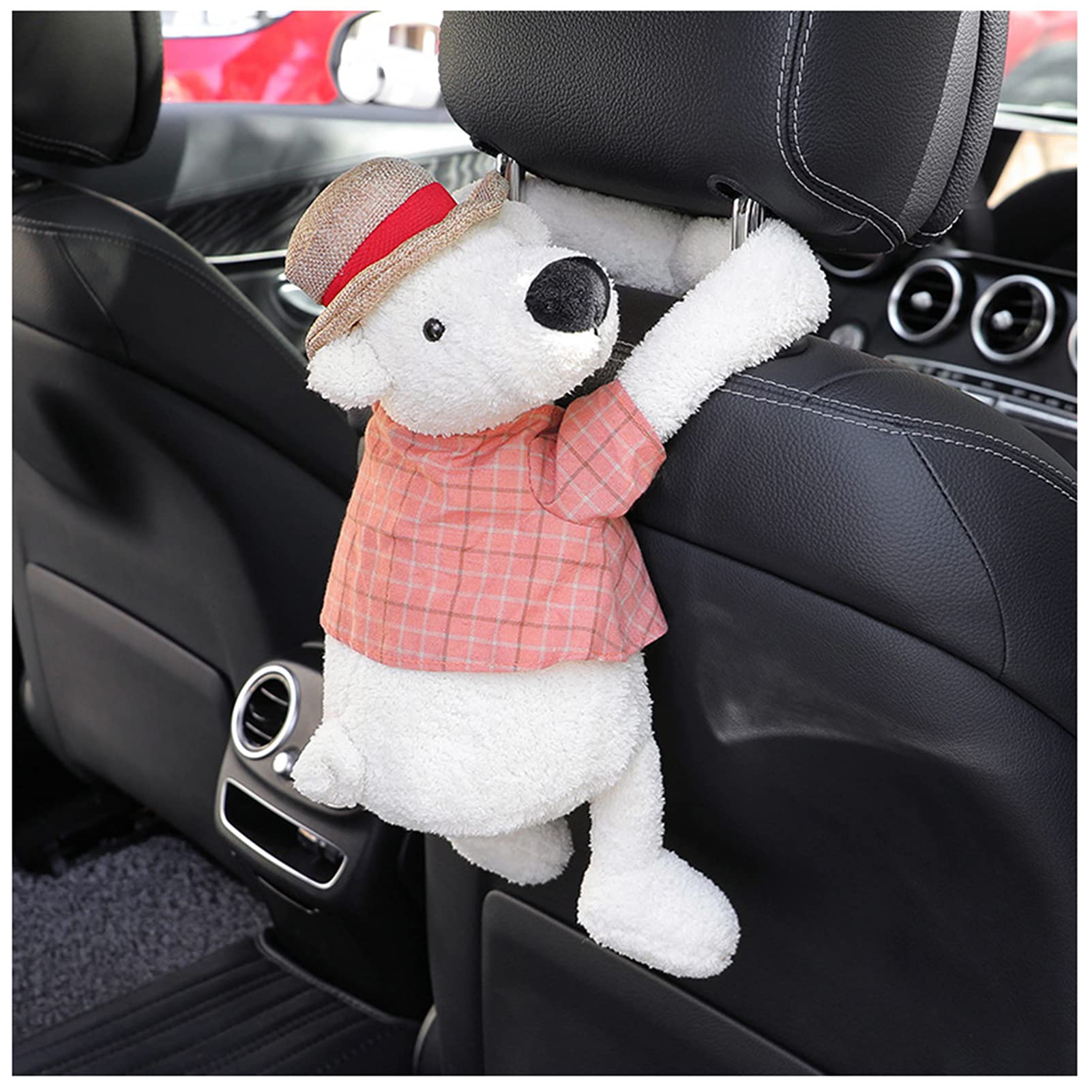 LXLTL Plush Toy Hanging Tissue Holder Tissue Box Cartoon Tissue Cover Paper Holder Napkin Box Paper Storage Box Tissue Tray Paper Container for Car Home Use Bathroom Accessories,White