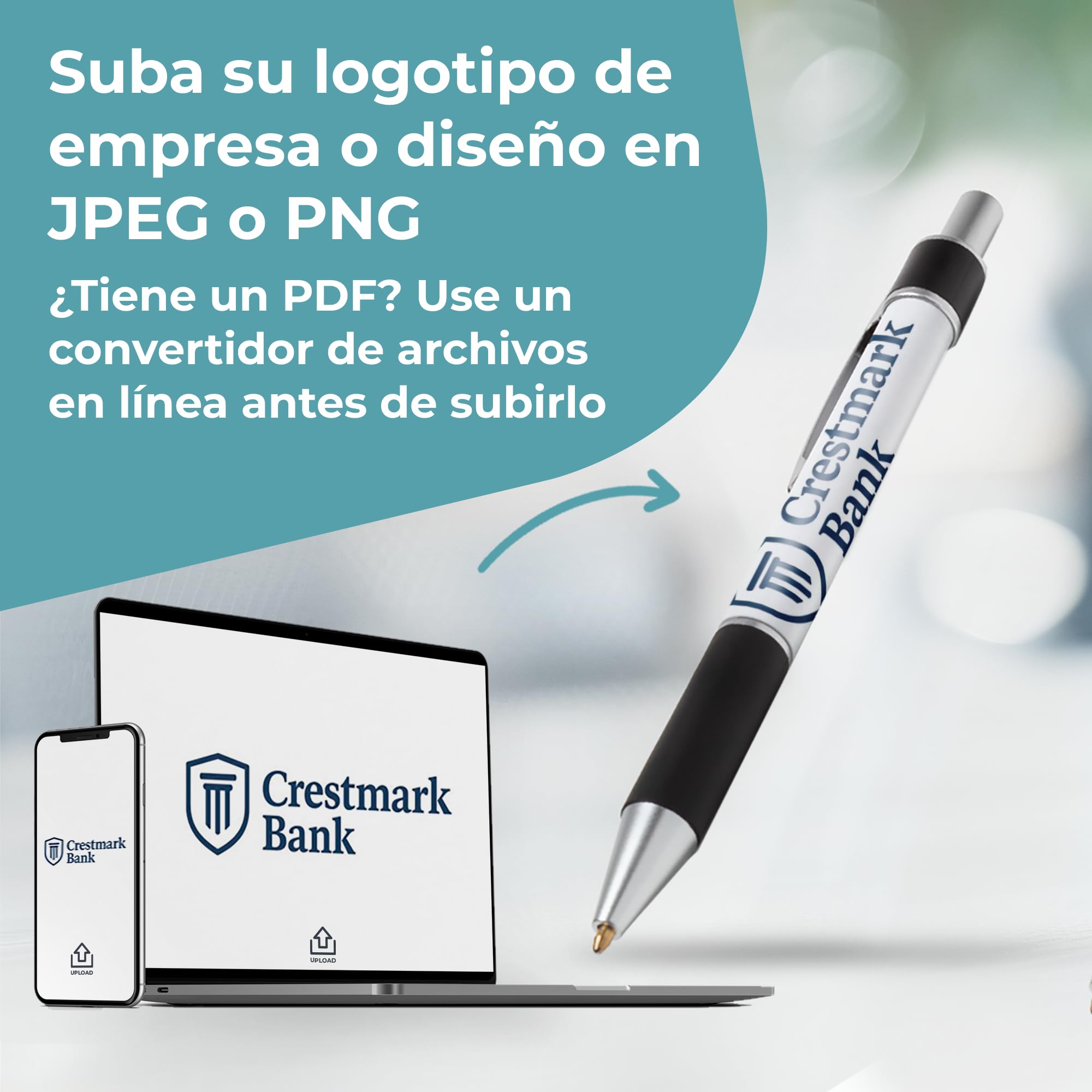 Cimpress Bolígrafo Personalizado con Tinta Negra, 50 Unidades, Impresión Completa con Texto o Logo, con Agarre Antideslizante, Ideal para Profesores y Eventos