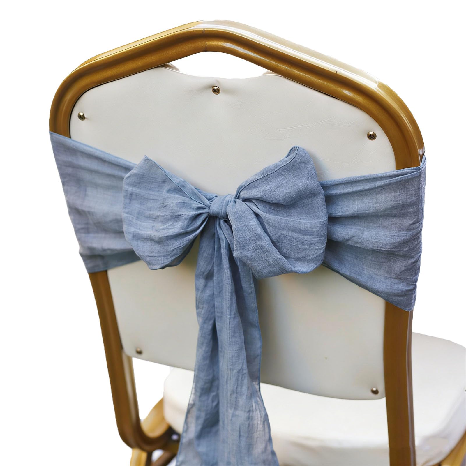 Nœud de chaise en coton bleu 250x18 cm pour décoration de mariage et baptême - Lot de 10