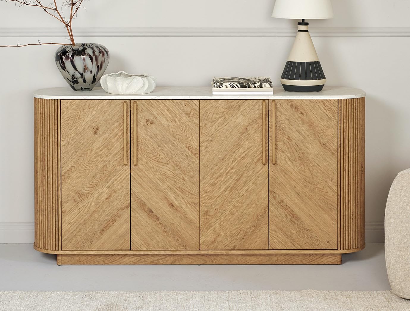 JAHNEK Sideboard Arrow SB 160 Montana Eiche/MARMOR Weiss