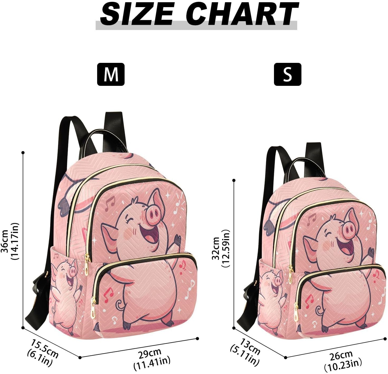 ALAZA Cute Pig Dancing Women Backpack Purse Shoulder Bag