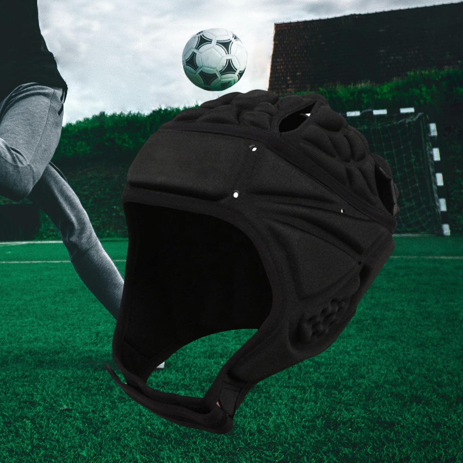 RNXRZANK Rugby Headgear for Adults and Football Hat Protector, Black