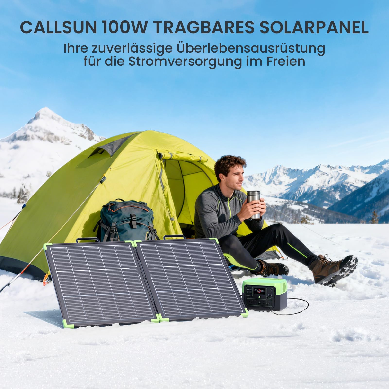 Callsun N-Type 16BB 100W Tragbares Bifazial Solarpanel Faltbare Monokristallines Solarpanel für Tragbare Powerstation