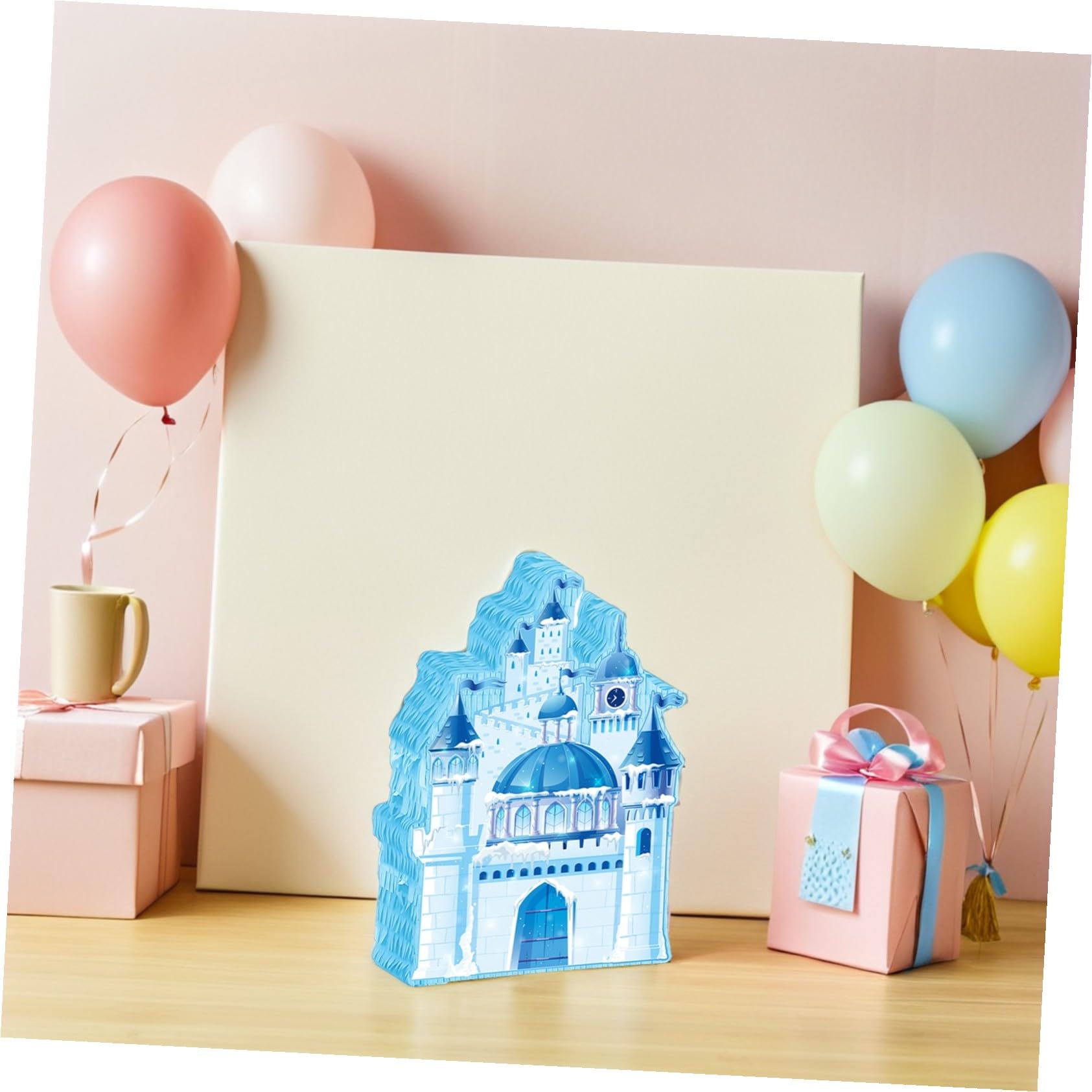 ERINGOGO Piñata Castillo Princesa Azul Hielo Invierno Decoración Cumpleaños Niñas Contenedor Dulces Seguro y Versátil para Fiestas Infantiles