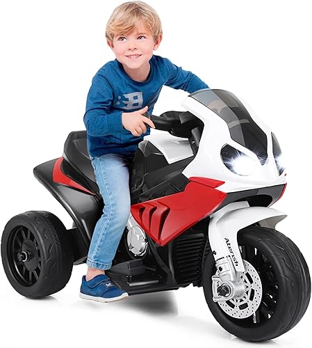 Miniatura 9 de S AFSTAR Motocicleta eléctrica para niños 6 V 3 ruedas con faros LED música pedal suspensión de resorte juguete de motocicleta eléctrica para niños
