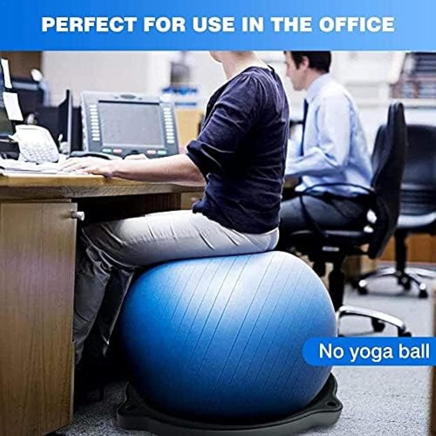 Pelota de Ejercicio Antideslizante con Base de Estabilidad y Bandas de Resistencia para Yoga, Pilates, Embarazo