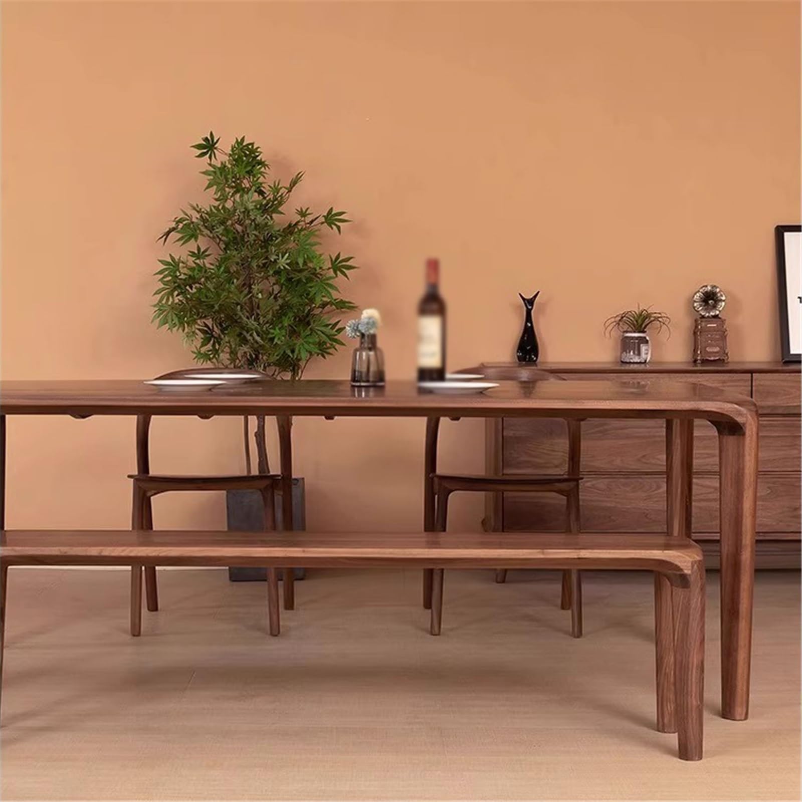 Biurko Nowoczesny prostokątny stół do jadalni z litego drewna, biurko w stylu minimalistycznym czarnego orzecha Biurko do domowego biura(L)