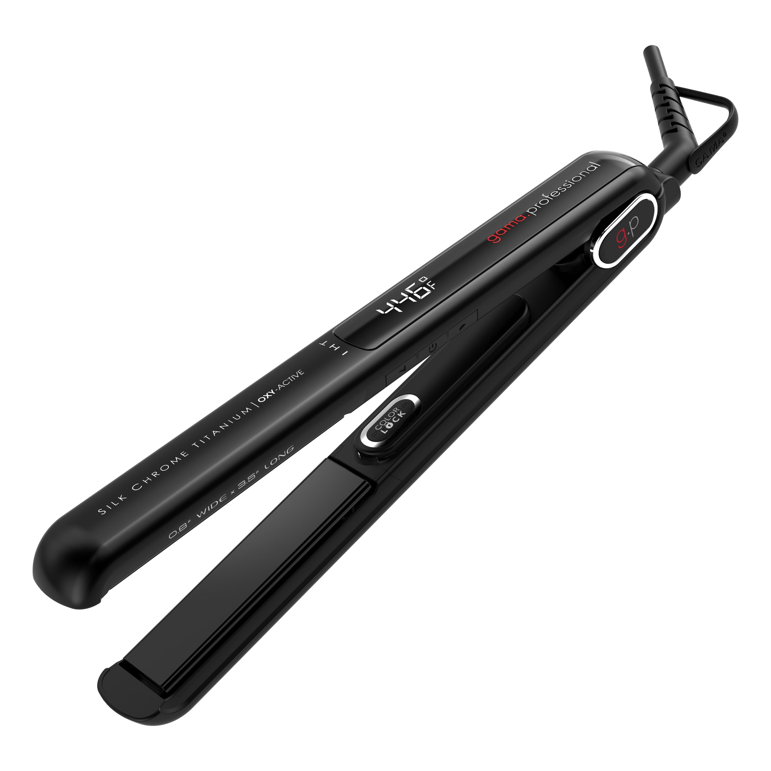 GA.MA G-EVO Silk Chrome Titanium 4/5 Inch Flat Iron with Oxy-Active & Silver Technology, Digital Display, Auto Shut-Off