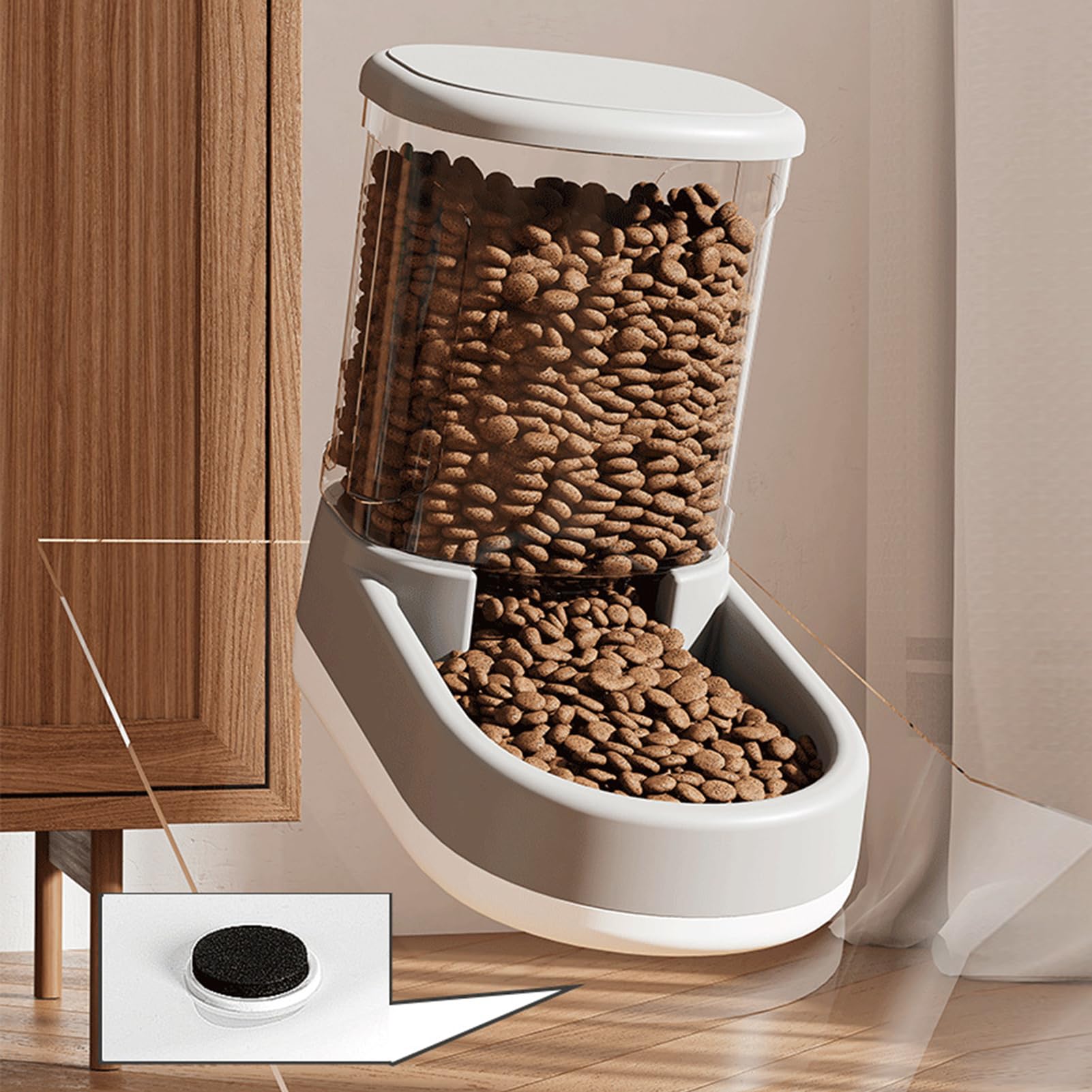 Comedero automático, comedero automático para Gatos, dispensador automático de Agua para Mascotas, comedero automático para Gatos de 2,1 kg y dispensador de Agua para Perros de 3,8 L, Libre de BPA.