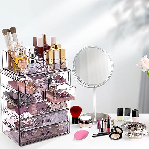 Miniatura 6 de COMVTUPY Organizador de maquillaje, diseño de moda, regalos para tu ser querido o para ti mismo. Las vitrinas de acrílico transparente para