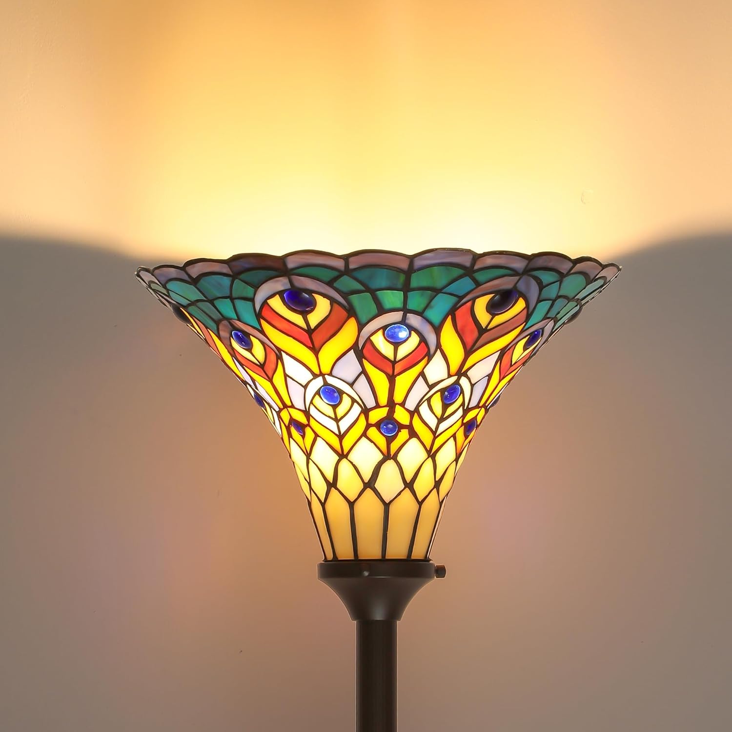 DWVO Tiffany Floor Lamp, Tochiere Floor Lamp with Stained Glass Shade for Reading Home Decor, Standing Lamp with Foot Switch for Bedroom Living Room Office (Bulbs not Included)
