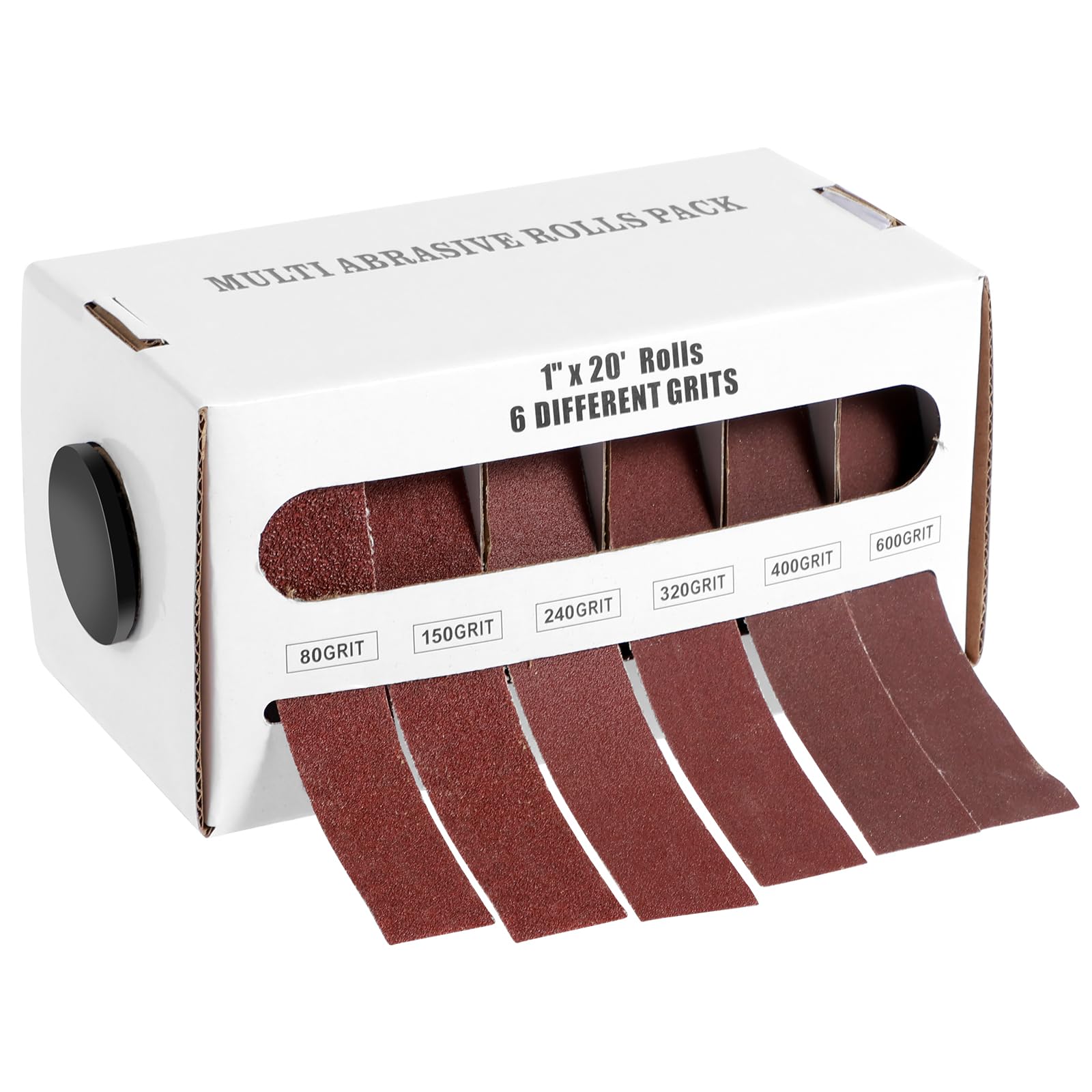 MABCIRY 6 PCS Emery Cloth Roll, 80 150 240 320 400 600 Grits Sandpaper Roll, Wear Resistant Abrasive Sand Paper Roll for Metal Hardwood Plastic