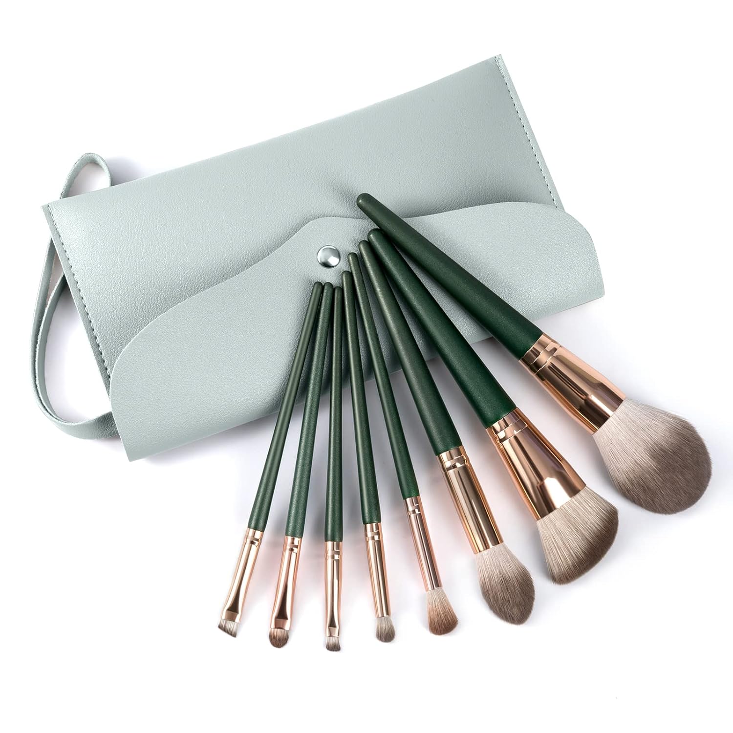 Professional Makeup Brush Set, Makeup Kit for Powder, Contour, Blush Highlighter, Eye Shadow, Eyebrow, Kabuki, Foundation, Concealer, Travel Leather Case, Set of 8, Wooden : Beauty & Personal Care