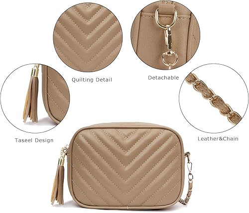 Vista 7 de Monederos pequeños cruzados para mujer, bolsos cruzados acolchados de hombro, bolso de mano de moda, bolso de mano para cámara