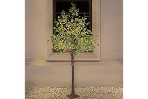 6ft Lighted Eucalyptus Tree with 300 Warm White LED Lights for Holiday Decor