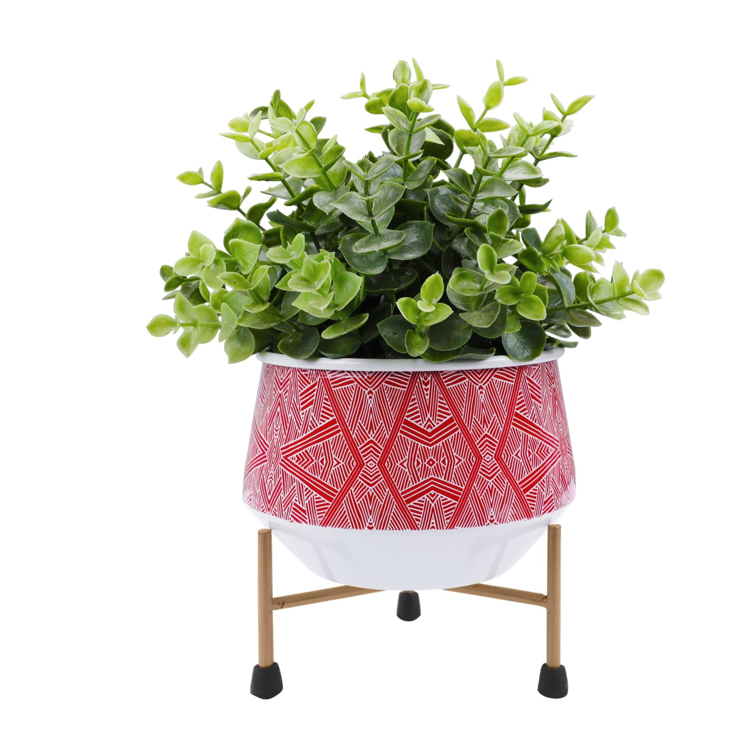 BonKaso Metal Pot Red with Tri Stand Design for Indoor Outdoor Use, Rust-Free & Powder Coated - Pot Size: 12 x 14 cm (B0C9JPHS2Q) Amazon Price History, Amazon Price Tracker