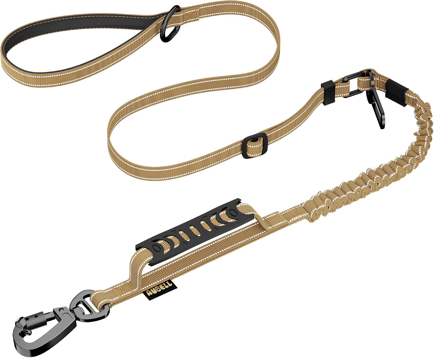 AUBELL Tactical Dog Leash Heavy Duty,4-6ft No Pull Bungee Leash,Brown