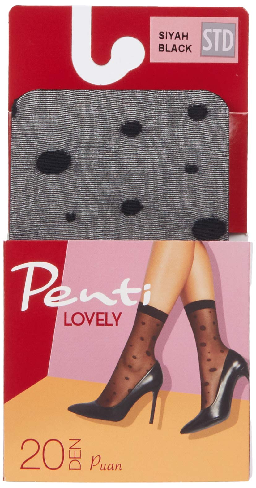 PENTI Dotted Fashion Ankle High | 20 Den One Size Fits All | Sheer Patterned Everyday Socks |Sexy Pop Sock | 2 Colours-Black Nude | (Black)