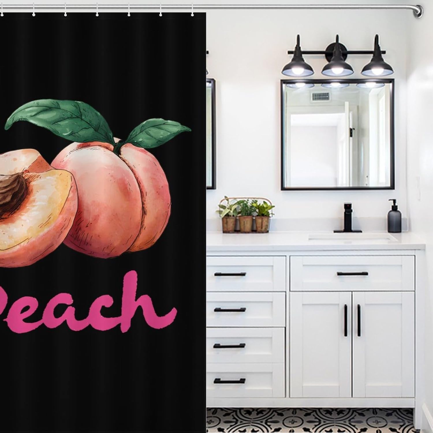 Peaches Printed Shower Curtain 46.85x70.87Inch（119x180cm） Polyester Bath Curtain Shower Curtains Printed Decorative