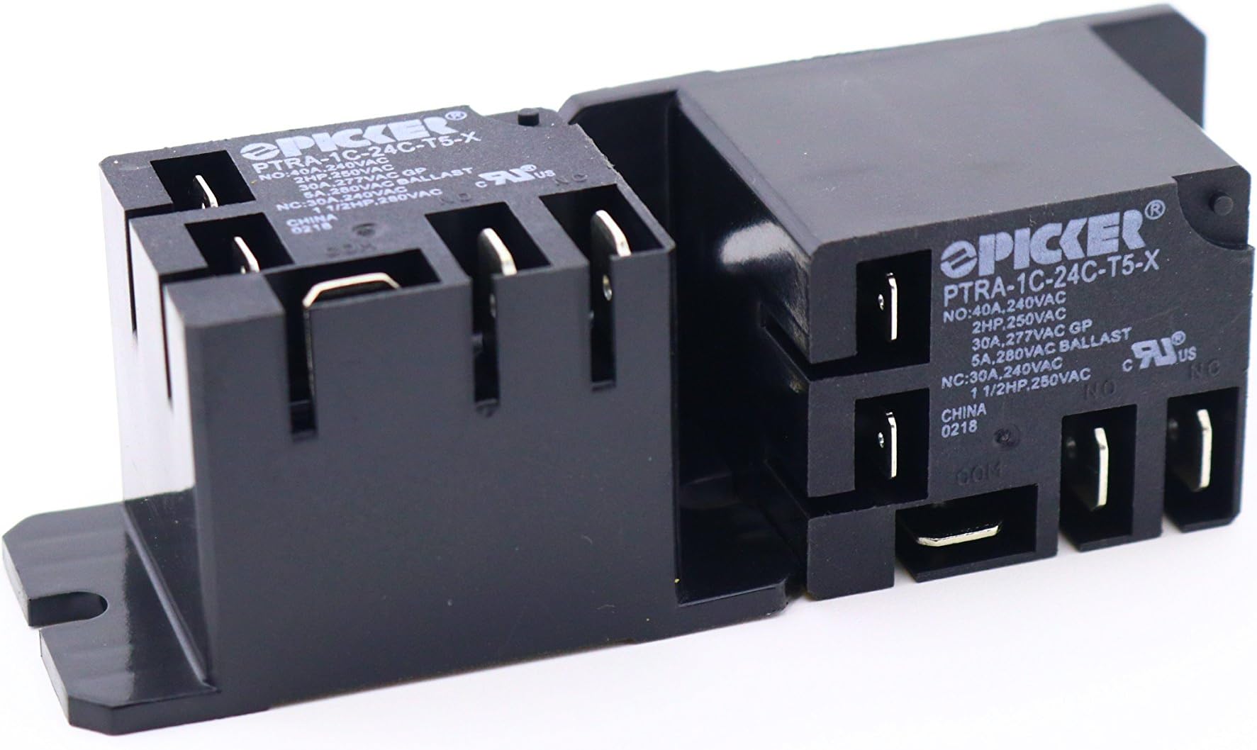 (x2) PTRA-1C-24C-T5-X-2 | SPDT 24 VAC Coil, 40 Amp 120 VAC UL Rated, Popular T90 Case, Power Relay with Flange-Mounting and Quick-Connect Terminals