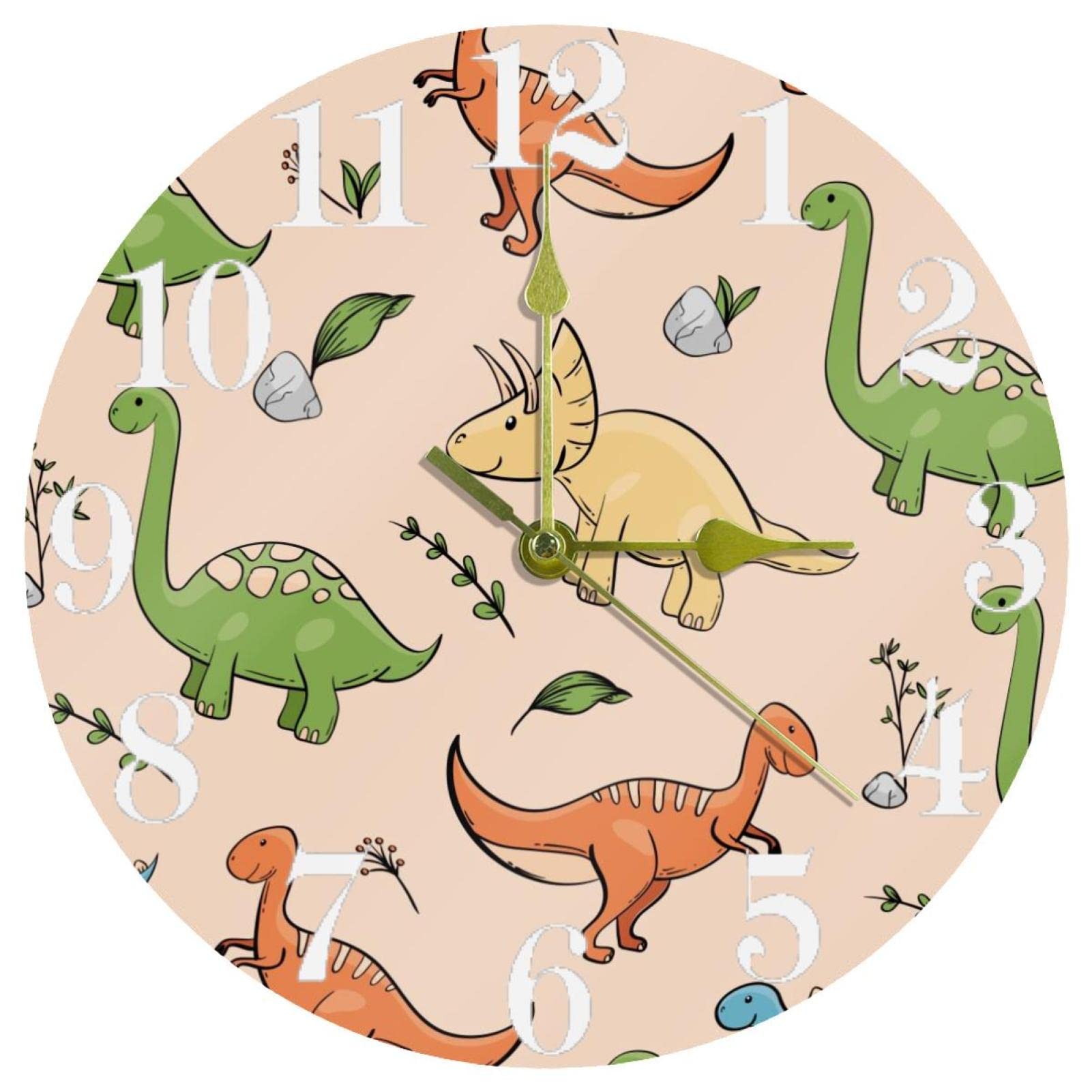 Horloge murale dinosaure 25,4 cm silencieuse à piles pour maison et bureau
