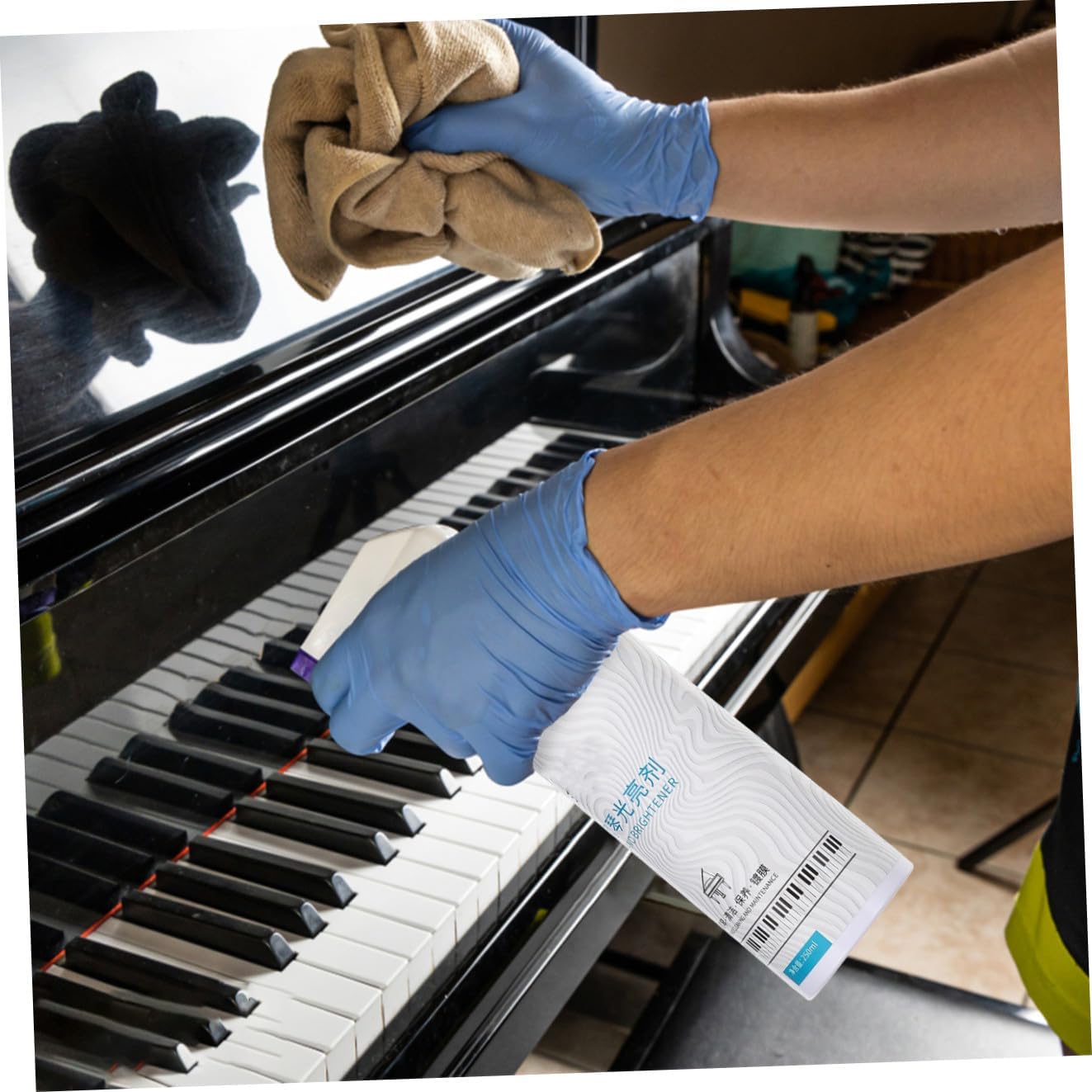 Piano Polishing Wax Cleaning Brush Cloth Piano Care Kit