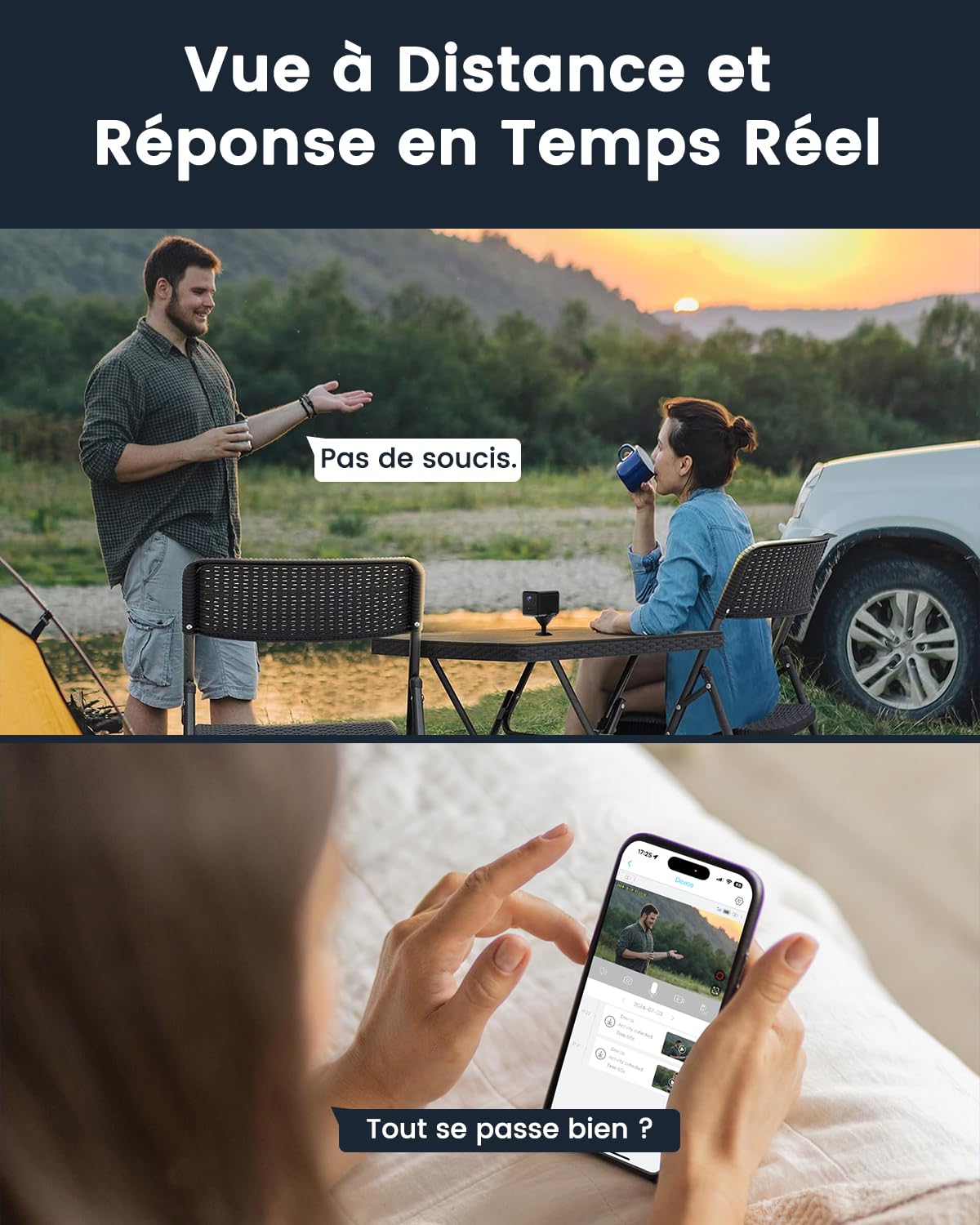 Bextgoo 2K Camera de Surveillance sans Internet, Camera 4G Carte SIM | 5200mAh Batterie, Mini Camera sans WiFi, Vision 160°, Détection AI, 2K Vision Nocturne, pour Camping, Voyages, Voiture