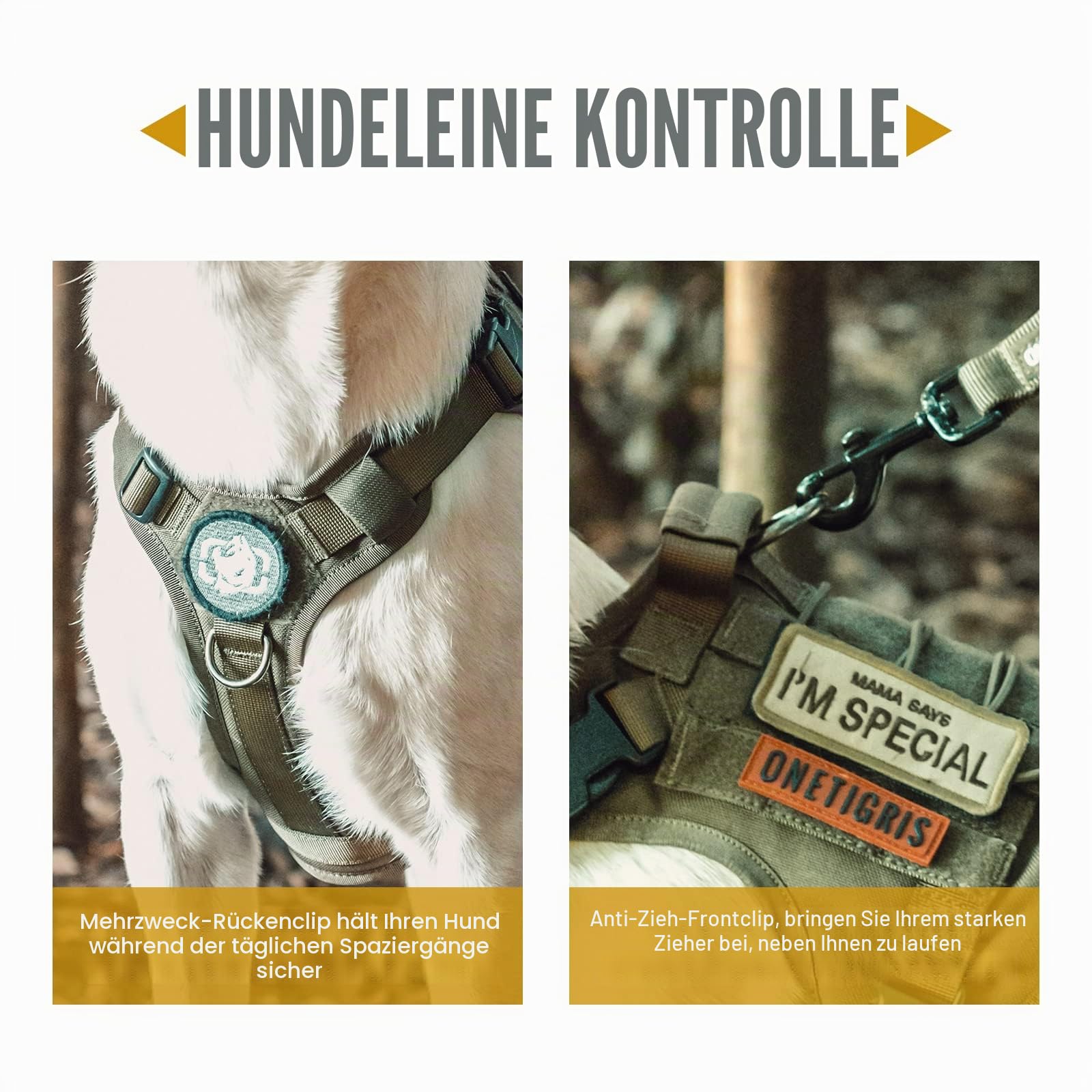 OneTigris Hundegeschirr, FIRE Watcher 2.0 Taktisches Geschirr 2 Metallschnallen MOLLE Sicherheitsgeschirr Service Hunde Hundeweste mit 1 Griffe und 2 No-Pull D-Ring 1000D Nylon - Grün S