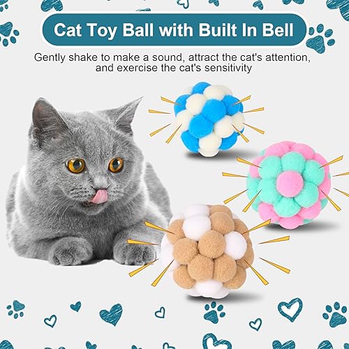 Miniatura 5 de Pelotas de juguete para gatos, 6 piezas con campanas de 2.0 in, bolas interactivas para gatos, juguete interactivo para gatos, gatitos, interiores y