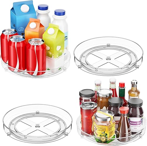 Miniatura 2 de Paquete de 3 organizadores Lazy Susan, tocadiscos Lazy Susan de 9.5 pulgadas para gabinete, organizador de refrigerador para organizadores y