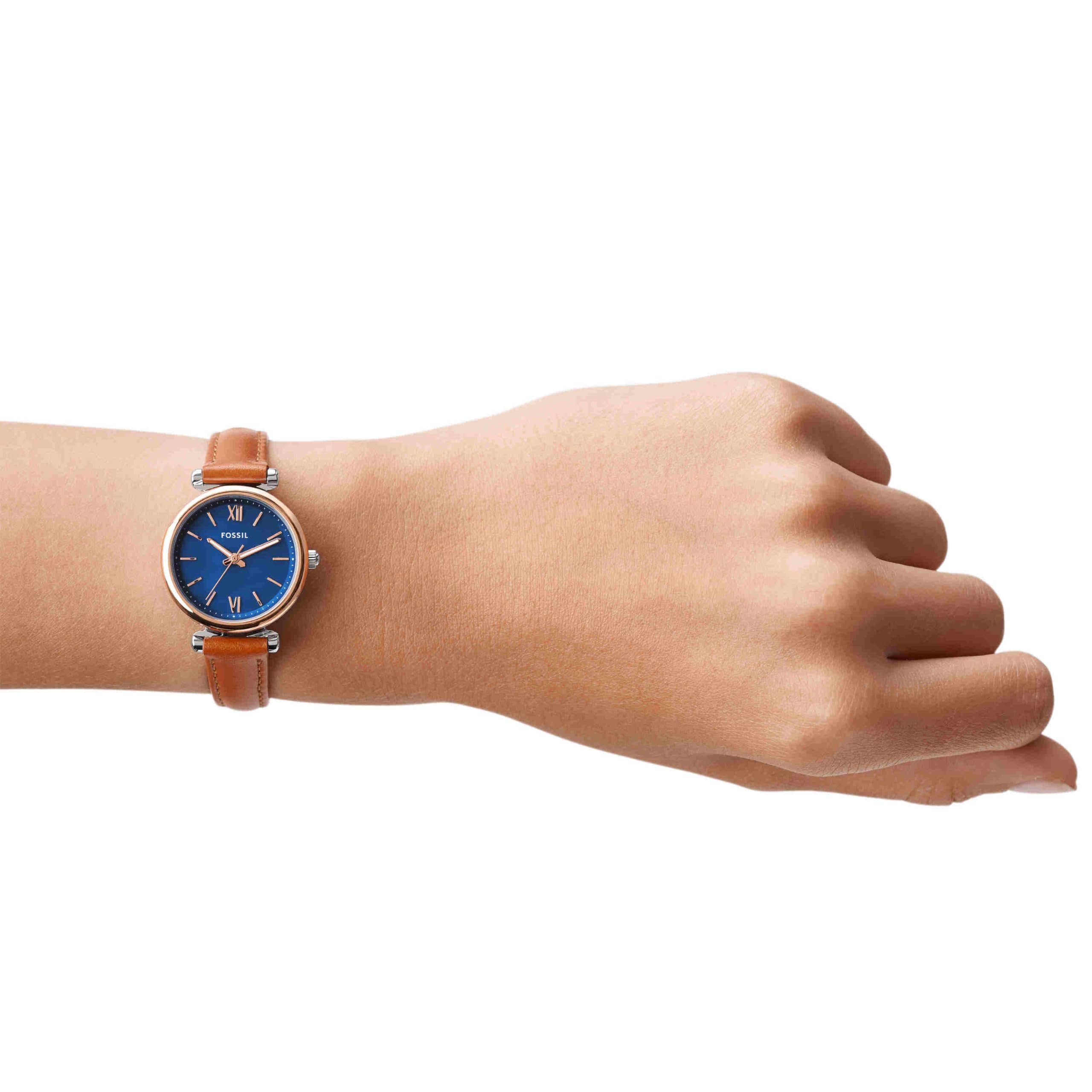Fossil Carlie Mini Zegarek damski, mechanizm kwarcowy z paskiem ze stali szlachetnej lub skóry