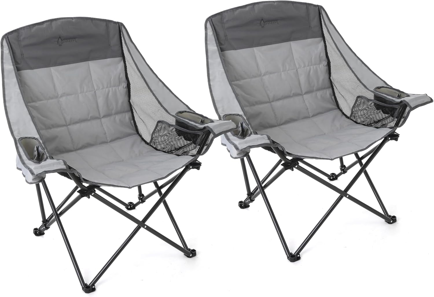 ARROWHEAD OUTDOOR Oversized Folding Camp Chair w/Adjustable Double Sized Cup Holder, Mesh Sides, Inner Pockets, Carry Bag, 300 LBS Weight Capacity