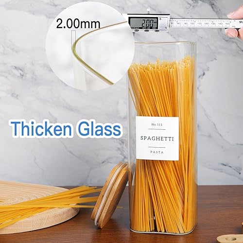 Miniatura 6 de CZZGSM Paquete de 5 recipientes cuadrados de almacenamiento de despensa de vidrio con 132 etiquetas de despensa de alimentos de cocina, tarros de