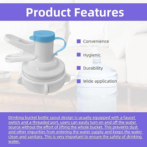Miniatura 3 de Juego de 5 válvulas dispensadoras de agua, tapa de jarra de agua reutilizable con asa, grifo de plástico para botellas de 2.165 in sin rosca