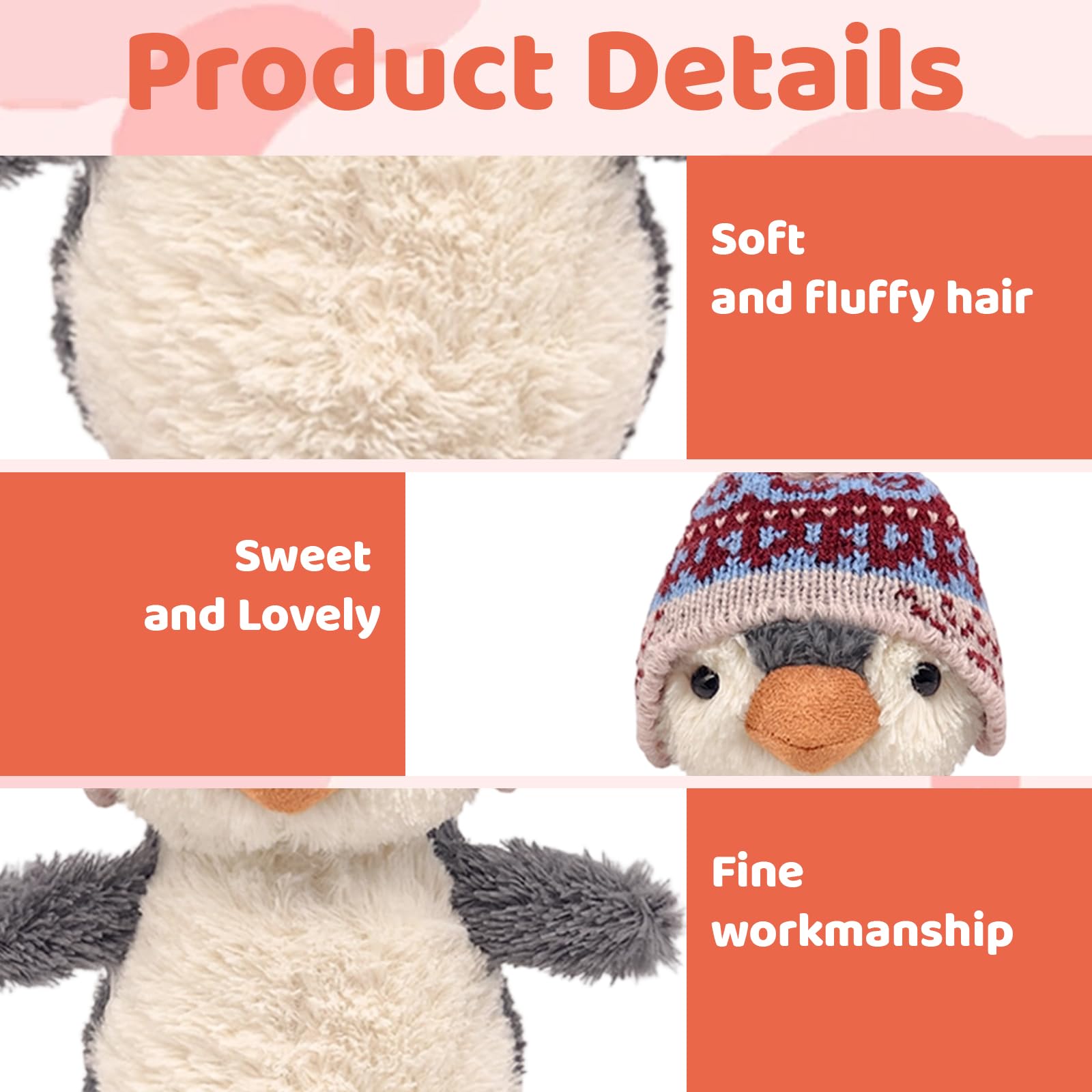 SrgPui Penguin Teddy, Penguin Toy, 16Cm, Cuddly Toy, Soft Pudgy Stuffed Animals for Cuddling Playing and Decor - Image 3