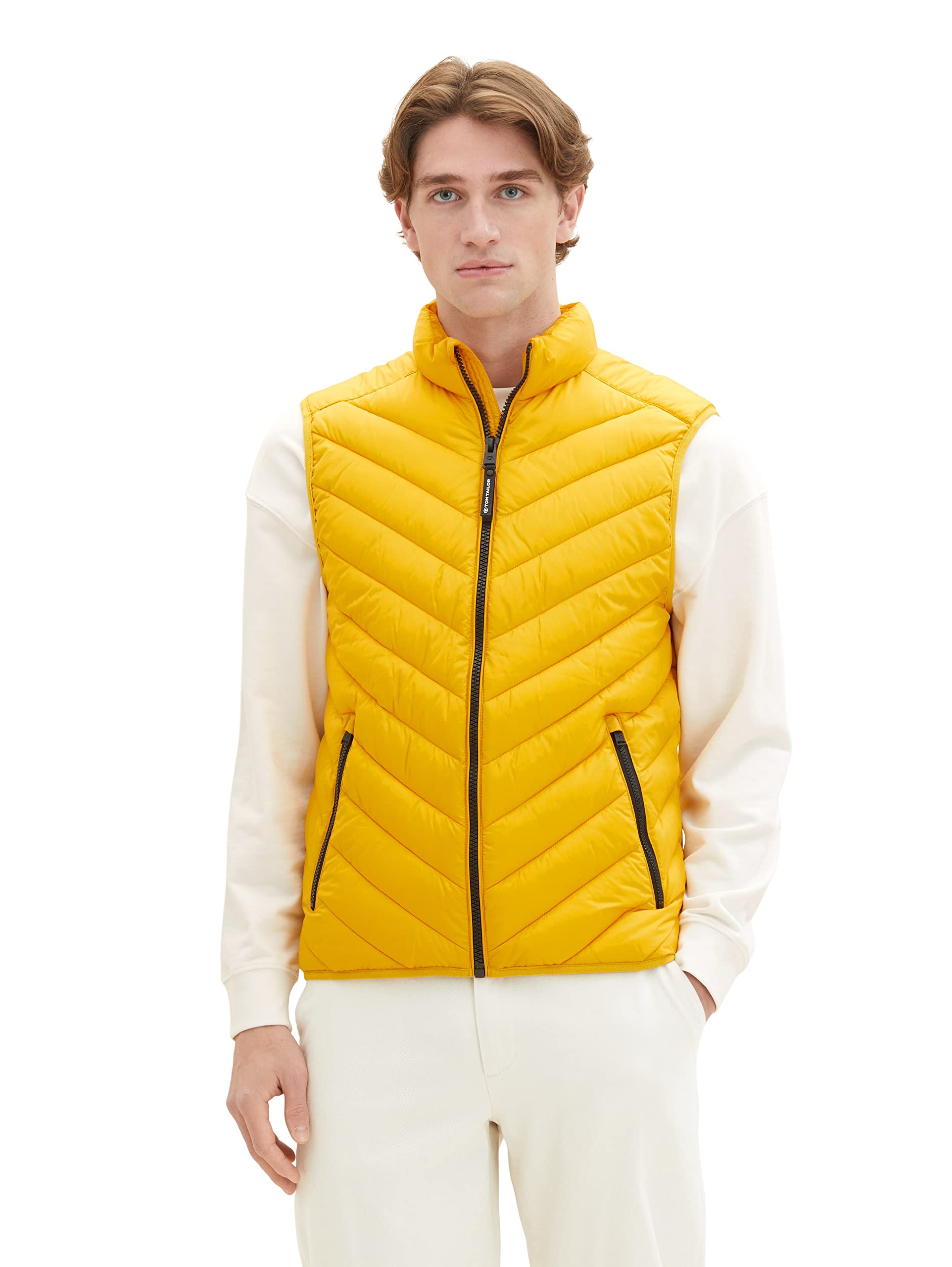 TOM TAILORMen's Lightweight Quilted Vest With a Stand-up Collar Made from Recycled Polyester lightweight quilted waistcoat with a stand-up collar made from recycled polyester (pack of 1)