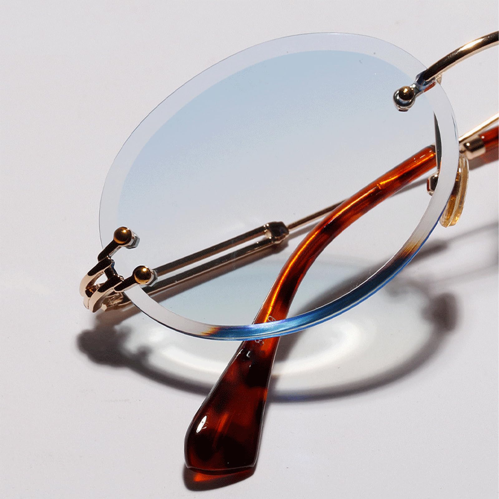 Gafas de sol con protección UV400 | Lentes ovalados degradados de metal | Para mujeres, hombres, deportes al aire libre y conducción