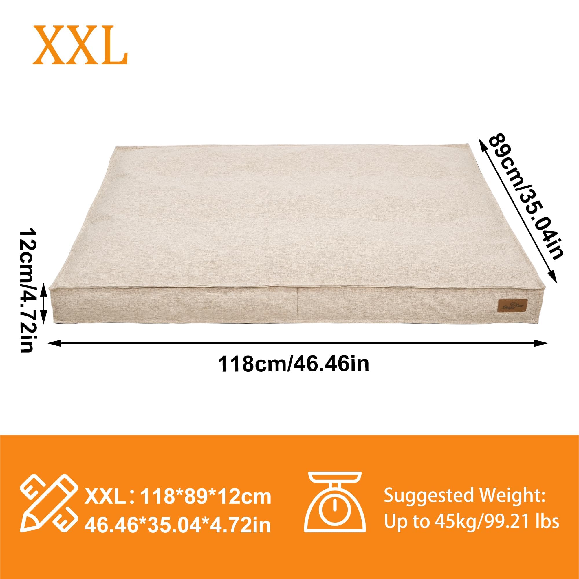 BingoPaw Lino Cuscino per cani Estivo Taglia Grande Letto cani Sfoderabile | XXL Estate Cuccia Traspirante Lavabile 118x89x12cm