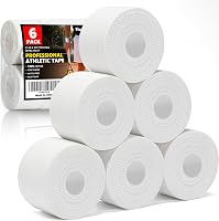 Fiuddy 6-Pack White Athletic Sports Tape 1.5" x 27ft - Strong Easy-Tear No Residue Wrist Ankle Support for Football Soccer Gymnastics Climbing