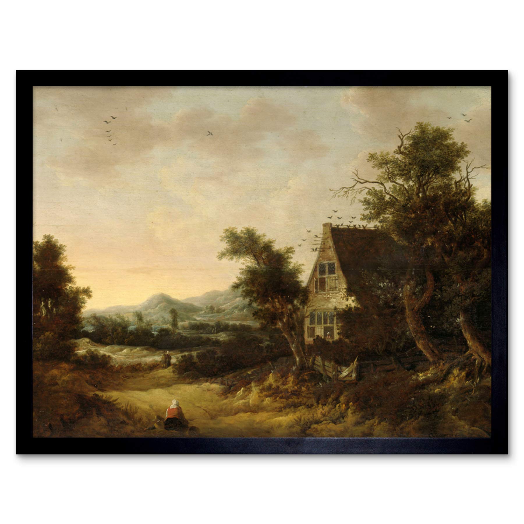 Artery8 Van Zwieten Hilly Landscape Cottage Peasant Painting Art Print Framed Poster Wall Decor 12x16 inch