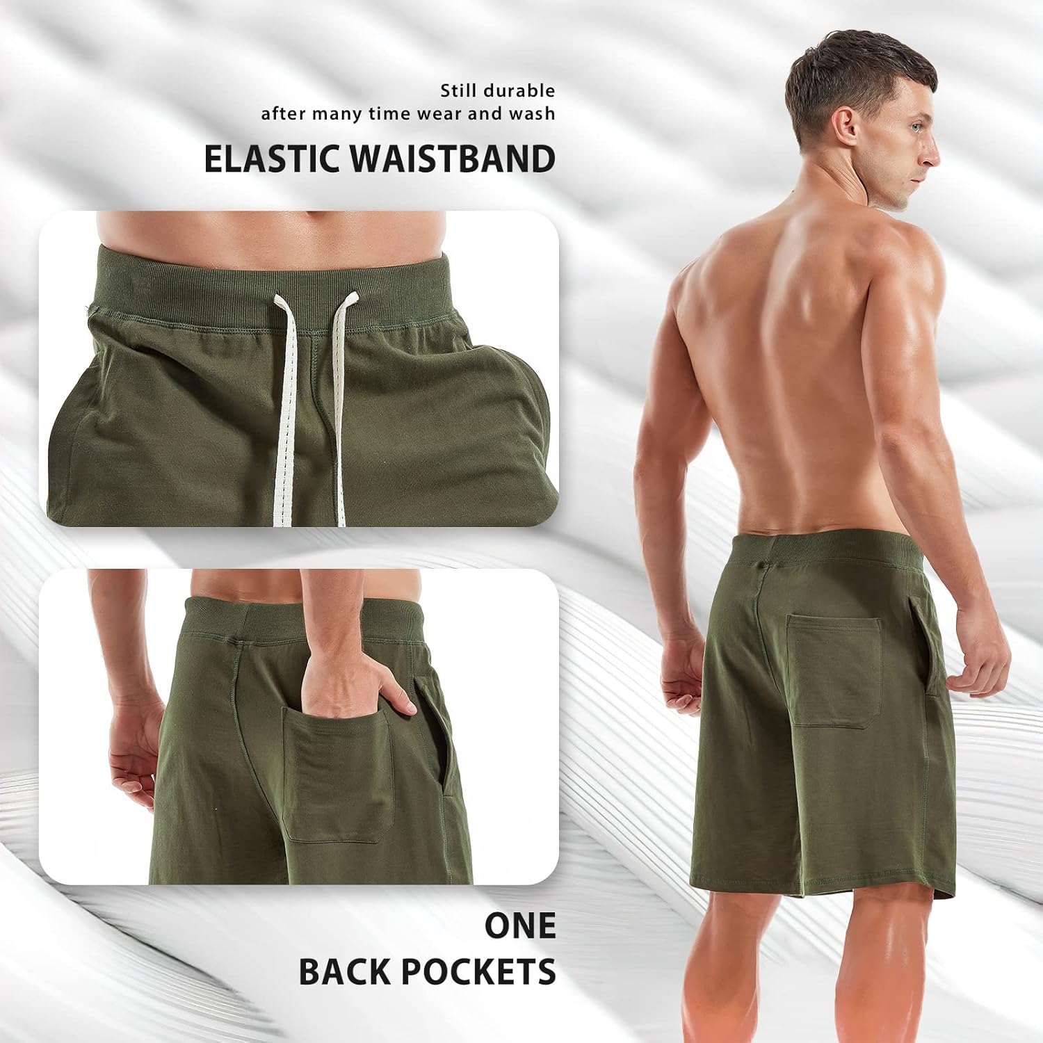 AMY COULEE Men's Casual Classic Shorts Athletic Cotton Sweat Shorts with Drawstring - Image 4