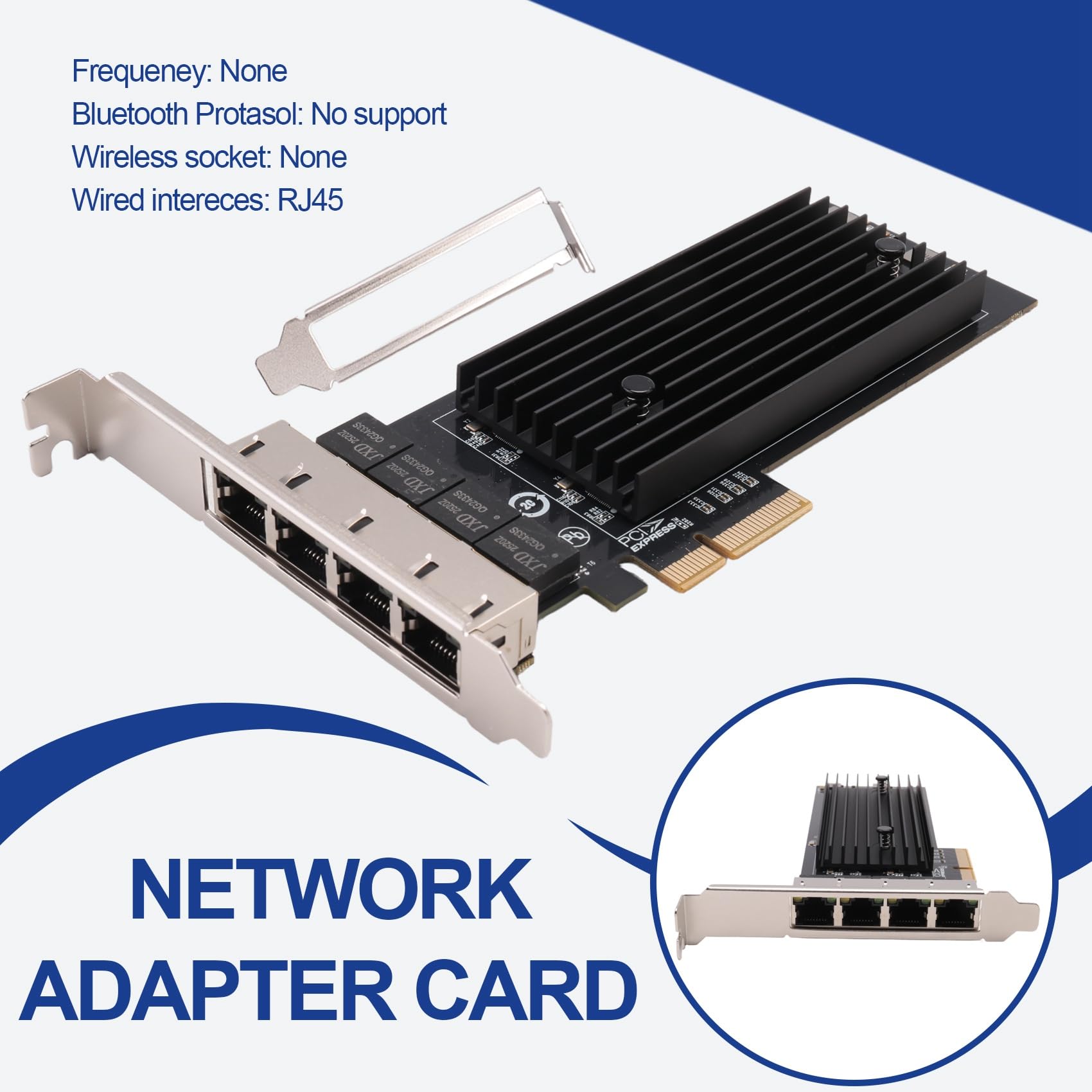 pour Carte Réseau PCIe 4 Ports 2.5G RJ45 pour Carte Gigabit PCI Express Puces I226 100/1000M/2500Mbps pour PC Portable