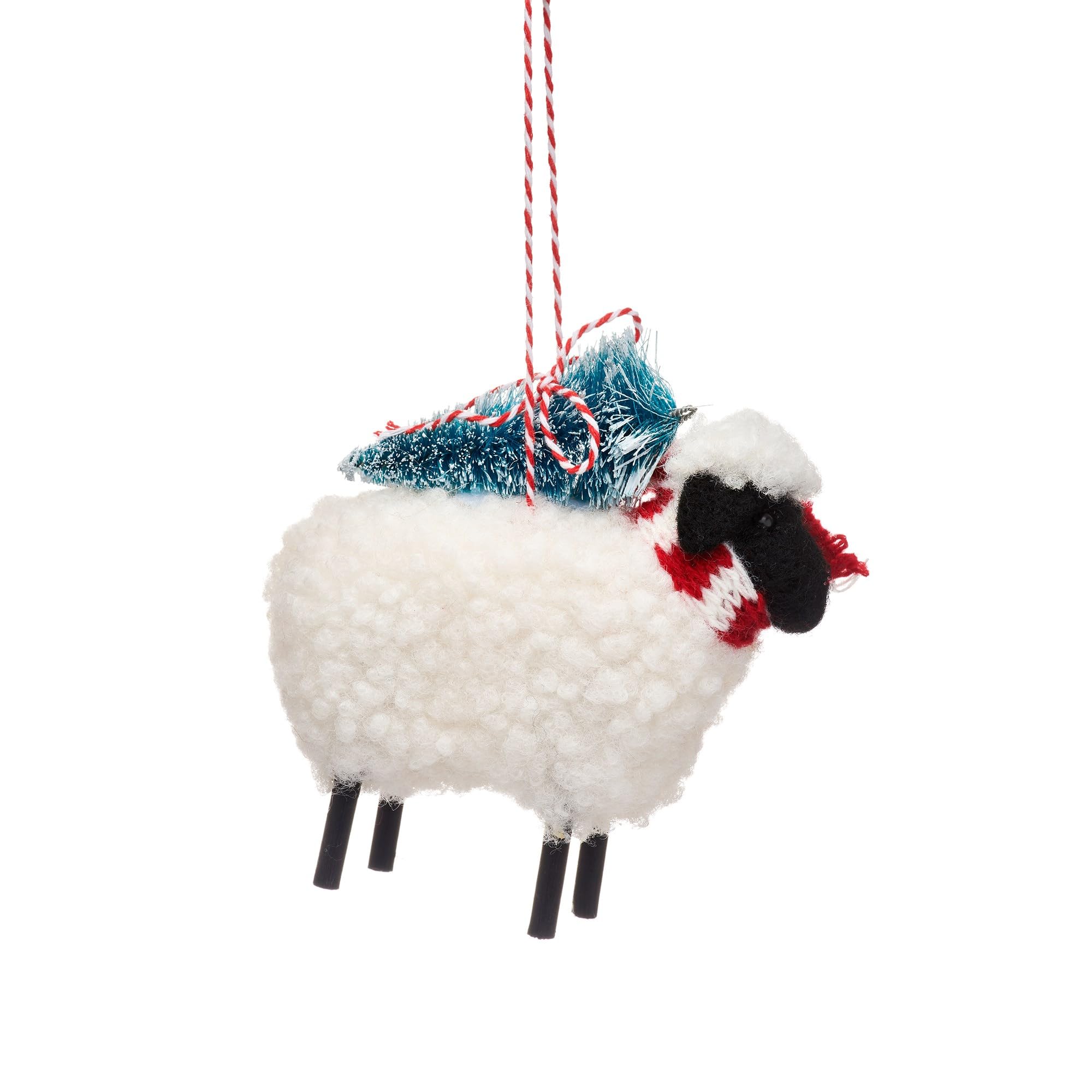 Sass & Belle Felt Hanging Rural Sheep with Tree Novelty Christmas Decoration