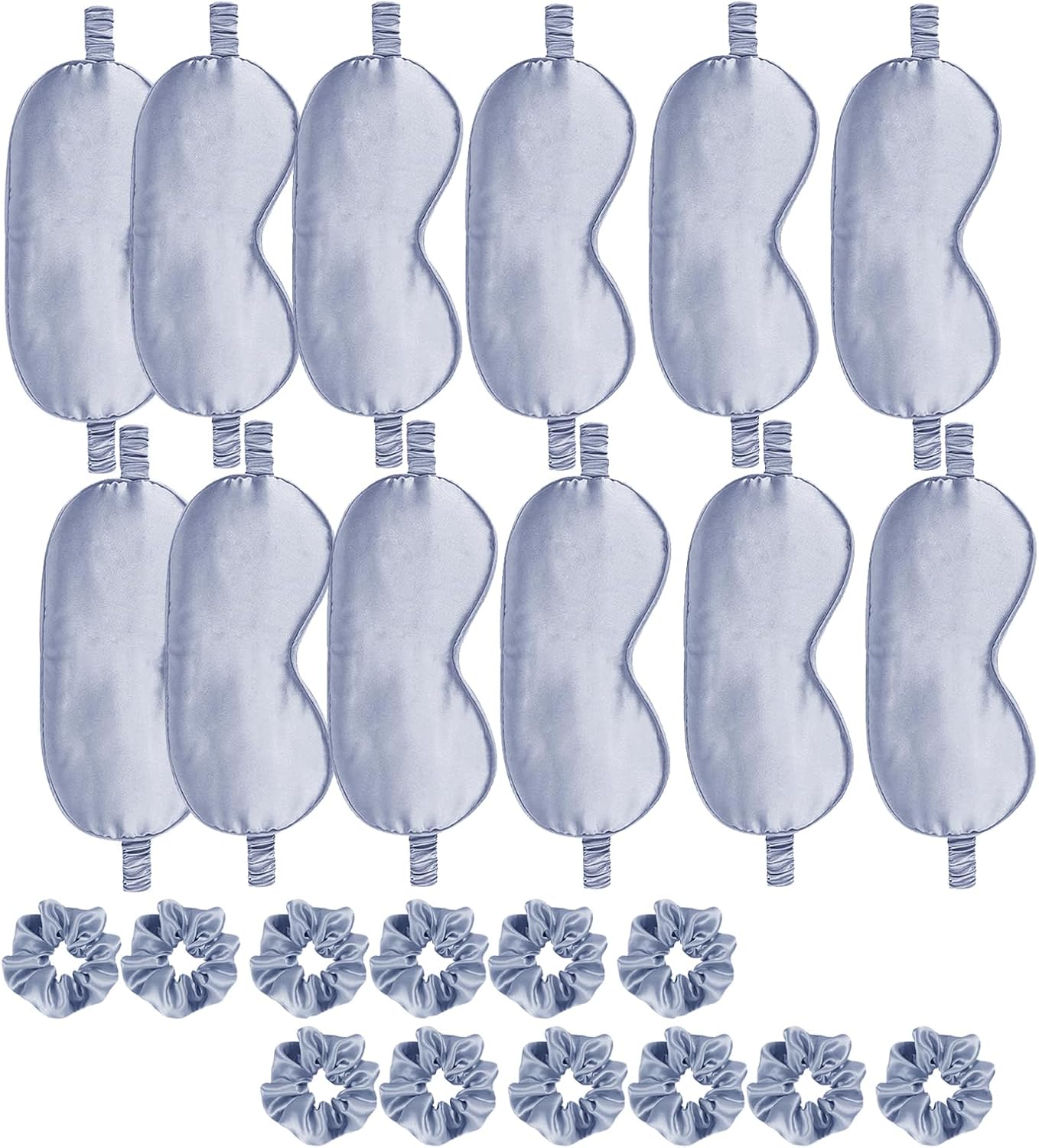 24Pcs Satin Eye Mask Silk Sleep Masks Silky Eyes Cover Blackout Blindfold Eyeshade Scrunchies Hair Ties Travel Wedding Gift