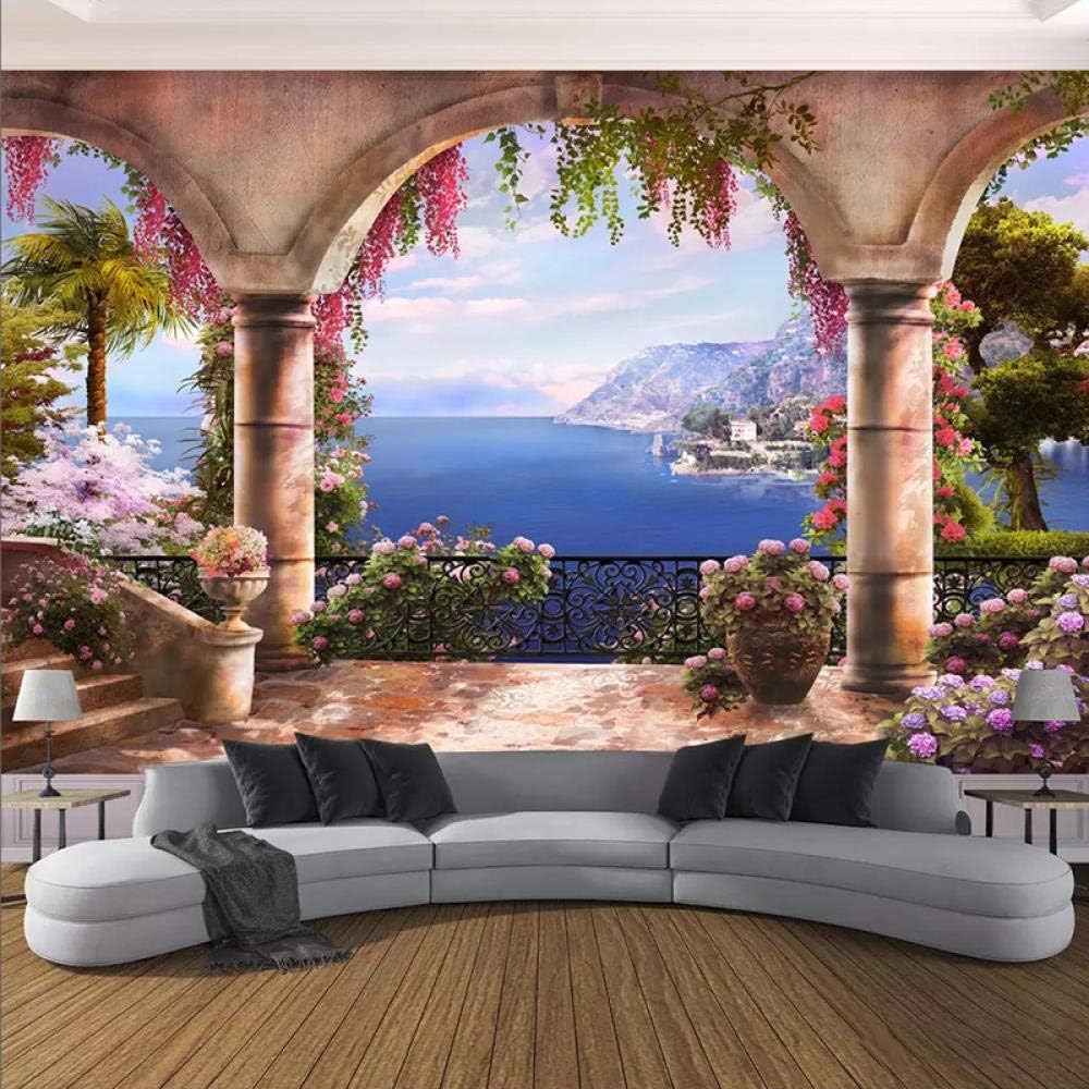 TIANZXS3D Wallpaper Seaside Landscape Arch Photo Wall Murals Living Room Restaurant Creative Home Decor Wall Painting -450X300cm