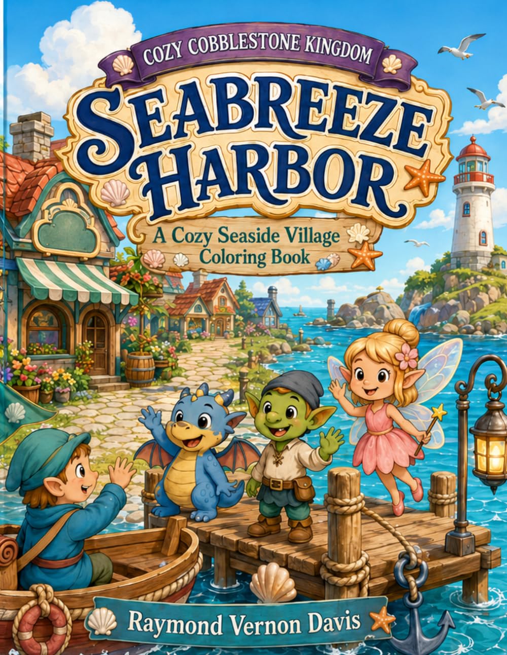 Seabreeze Harbor: A Cozy Seaside Village Coloring Book (Cozy Cobblestone Kingdom)
