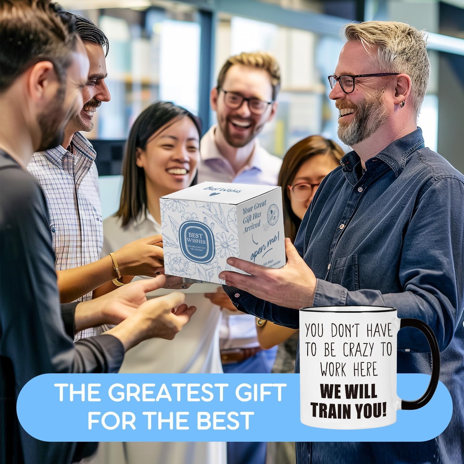 Funny Novelty Coffee Mug 11oz for Coworkers - You Don't Have to Be Crazy to Work Here We Will Train You Cup, Appreciation Christmas Birthday Friendship Gifts for Colleague Women Men - Image 4