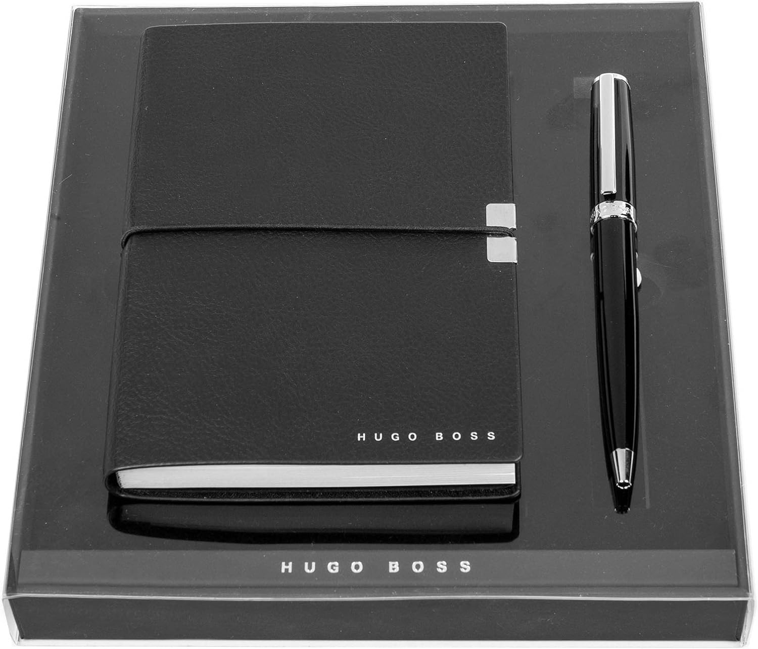 Hugo Boss Writing Set Ballpoint Pen Gear Icon and A6 Notepad Elegance