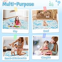 Vista 8 de Tapete de juego para bebé de 65 x 50 pulgadas, tapete de juego grueso y suave acolchado para corral de juegos para bebés, tapete de juego grande